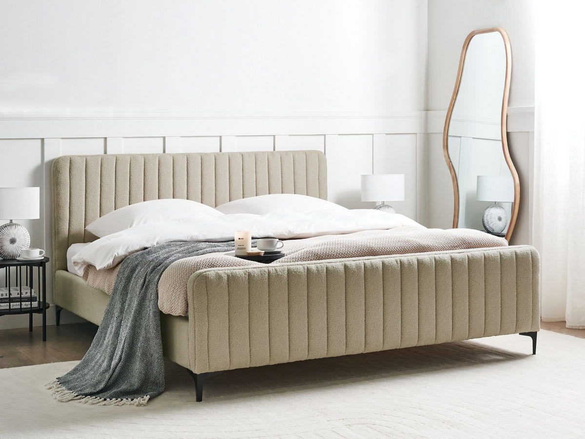 POLSTERBETT mit Lattenrost 180x200 cm Beige Lunan - Beige, Textil (180/200cm) - Beliani
