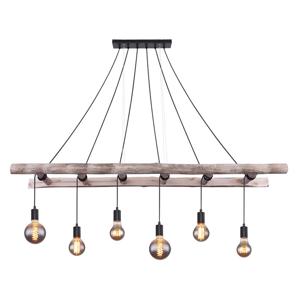HÄNGELEUCHTE IRMGARD Schwarz Natur - Schwarz, Holz (160/30/192cm) - Globo Lighting
