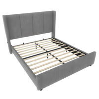 POLSTERBETT 160/200 cm grau mit USB-Anschluss und hohem Kopfteil - Dunkelgrau, Textil (160/200cm) - OKWISH