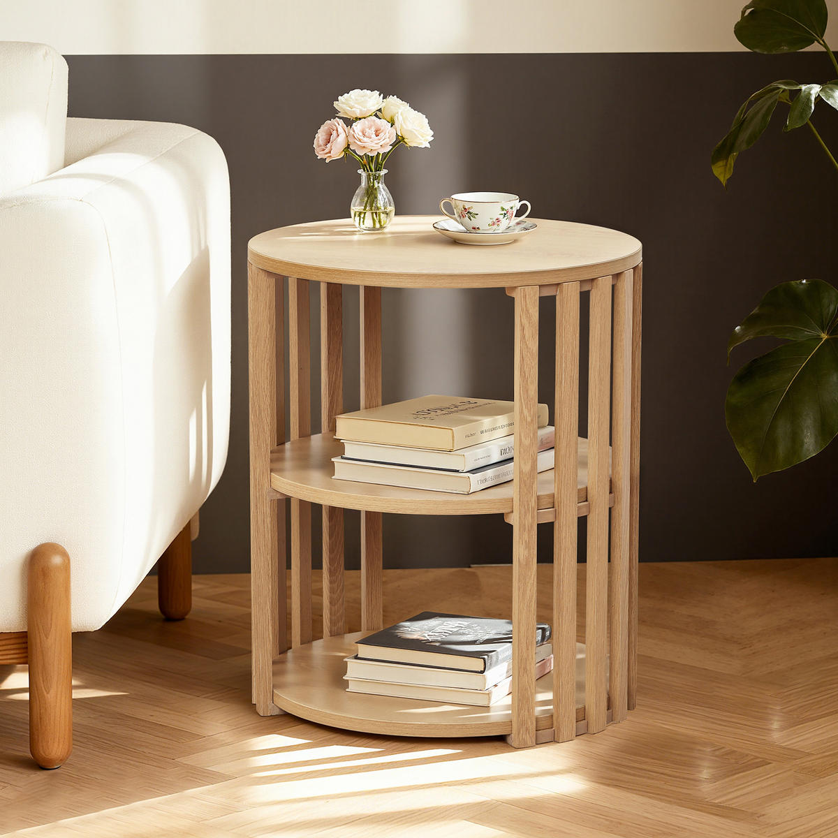 BEISTELLTISCH Rund, 40 x 40 x 48cm - Naturfarben, Holz (40/40/48cm)