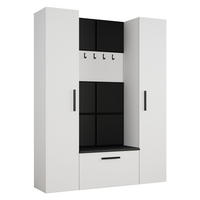 GARDEROBENSCHRANK MODULO 160,6/204/40 cm Modern Garderobe-Set Weiß - Schwarz/Weiß, Holzwerkstoff (160.6/204/40cm) - MASSENO