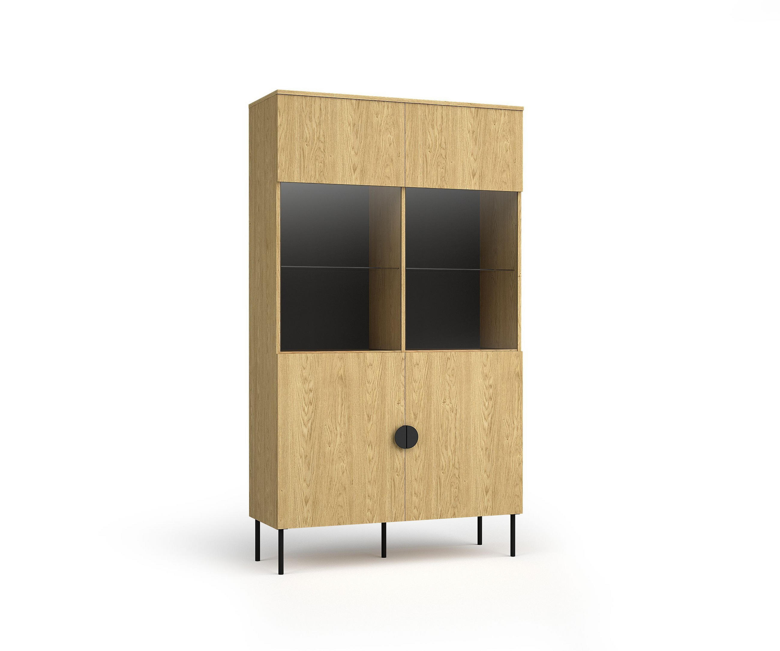 VITRINE AXIS 187,6/106,6 cm in Eichefarben - Braun, Holzwerkstoff (106.6/187.6/40cm) - MASSENO