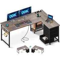 ECKSCHREIBTISCH mit Steckdose und USB-Anschluss 155 x 110 cm - Grau, Holzwerkstoff (110/155/76cm)