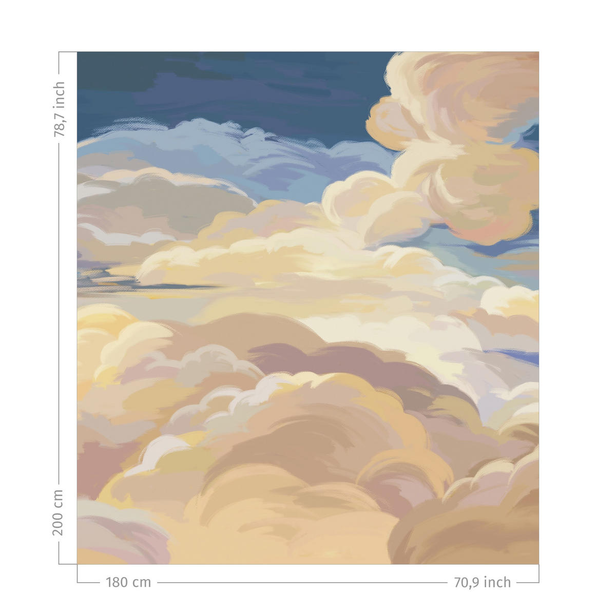 DUSCHVORHANG Handgemaltes Wolkenmeer in Pastell 180/200 cm - Beige, Textil (180/200cm) - Bilderwelten