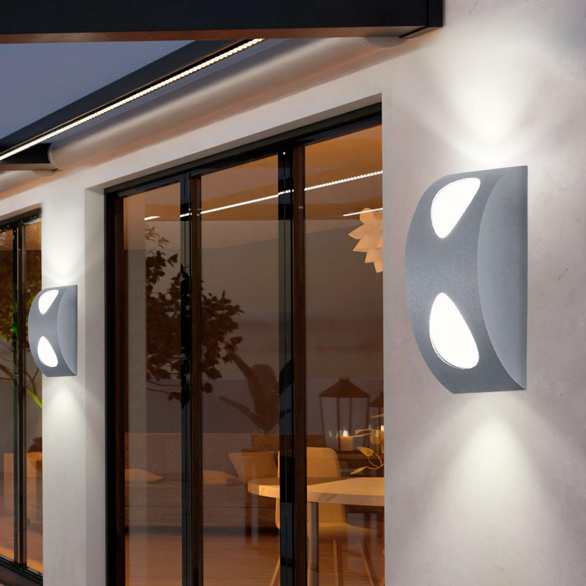 LED AUßEN-WANDLEUCHTE Alu Silber Weiß 5er Set - Silberfarben, Metall (7/19/8cm)