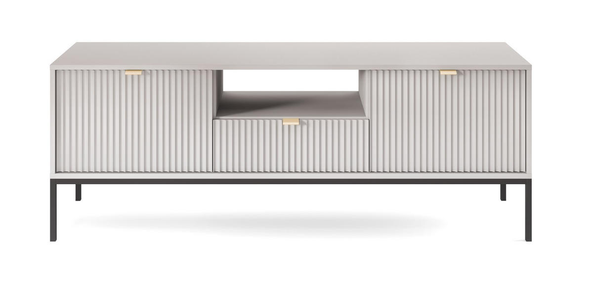 TV-SCHRANK 154 cm Galla mit Schublade, 2 Türen, gold accessories, Grau + Schwarz - Schwarz/Grau, Holz (154/56/39cm) - Emporius