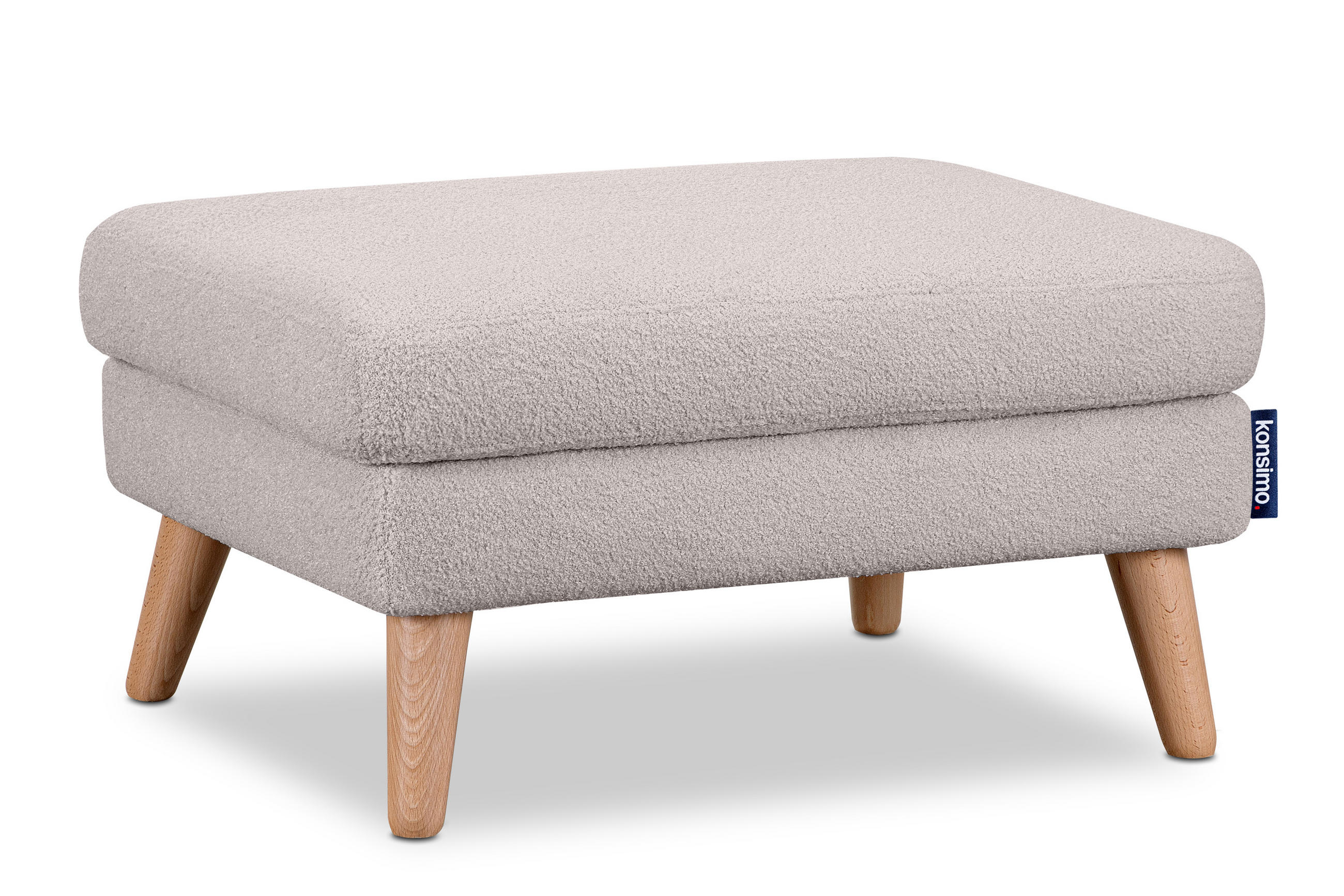 SITZHOCKER TAGIO Pouffe, hellgrau - Hellgrau/Braun, Buchenholz/Textil (65/46/80cm) - KONSIMO®