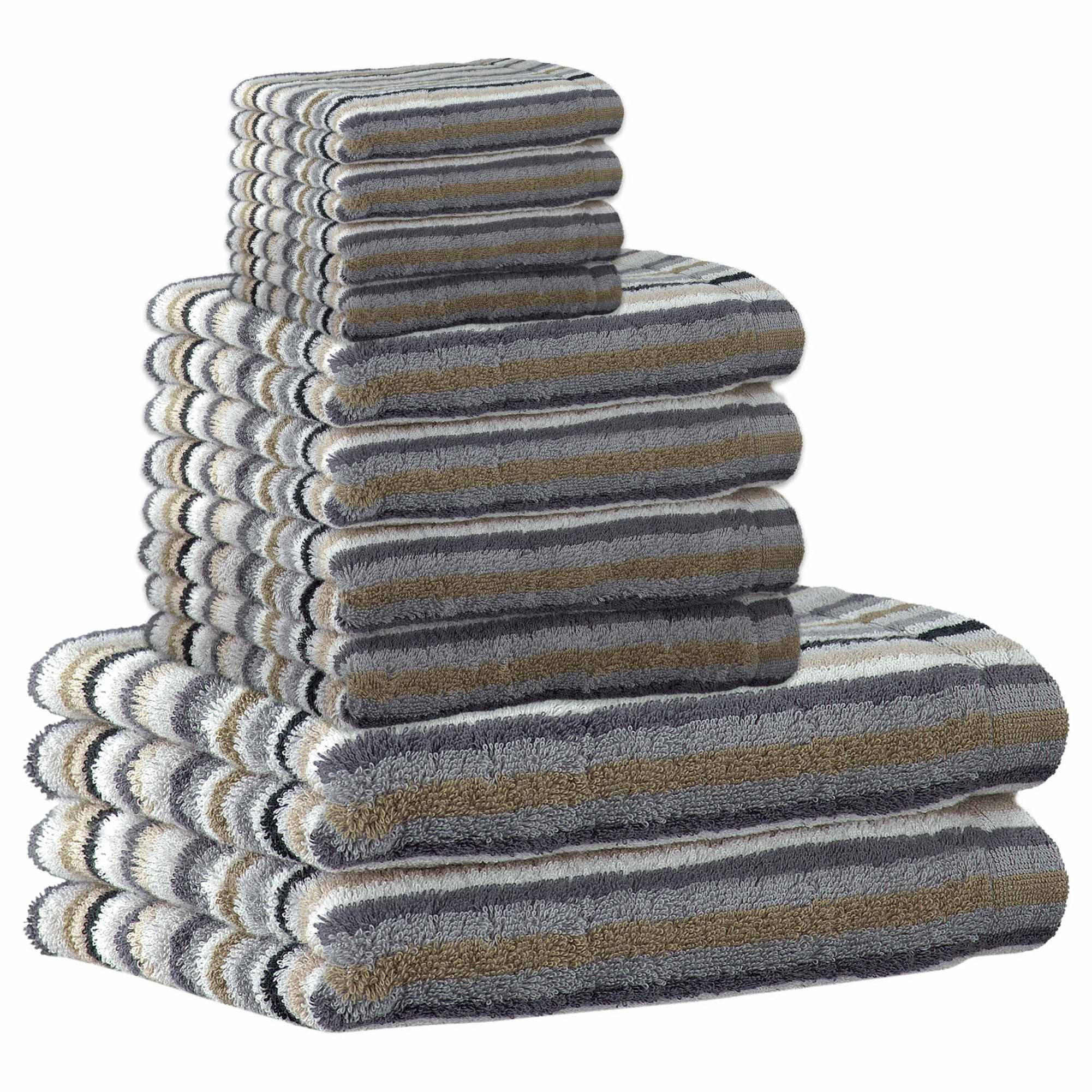 HANDTUCH Unisex Life Style Stripes Beige Baumwolle 10er Pack - Beige, Textil (50/100cm) - Cawoe