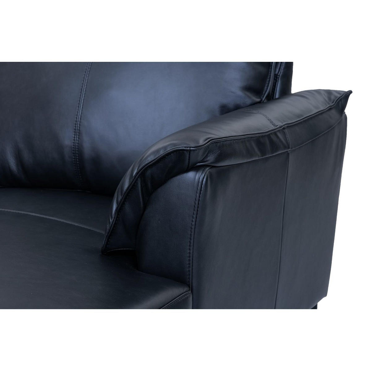ECKSOFA Echtleder Schwarz - Schwarz, Leder/Metall (233/155cm) - Furnhouse