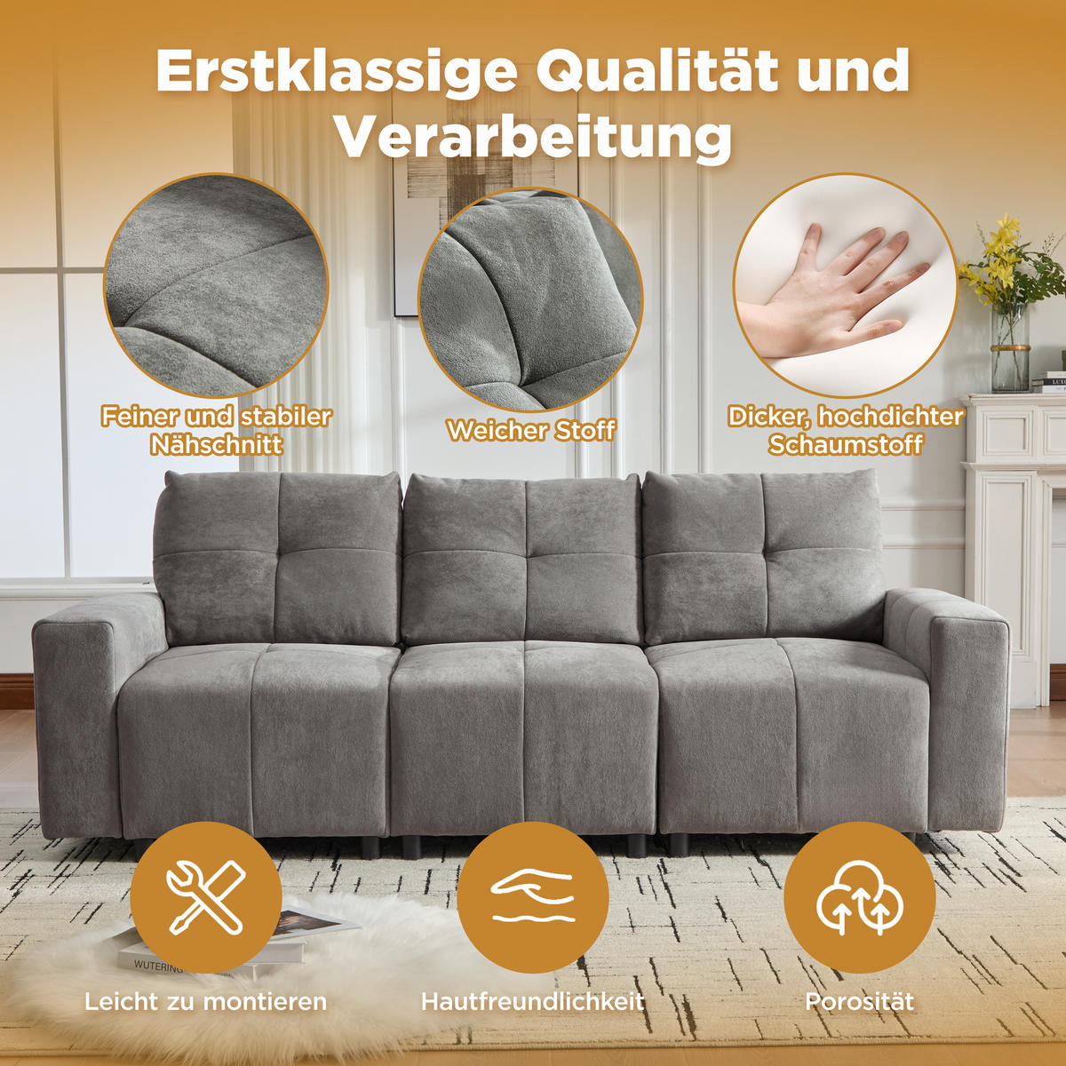 ECKSOFA 213/94/84 cm Grau Weiß mit Schlaffunktion - Grau, Textil (213/94cm) - Oxeza