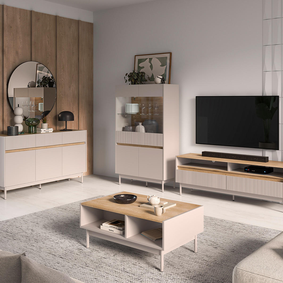 COUCHTISCH Connie Kaschmir und Holz - Beige, Holzwerkstoff (60/89.8/40cm) - Petits-meubles