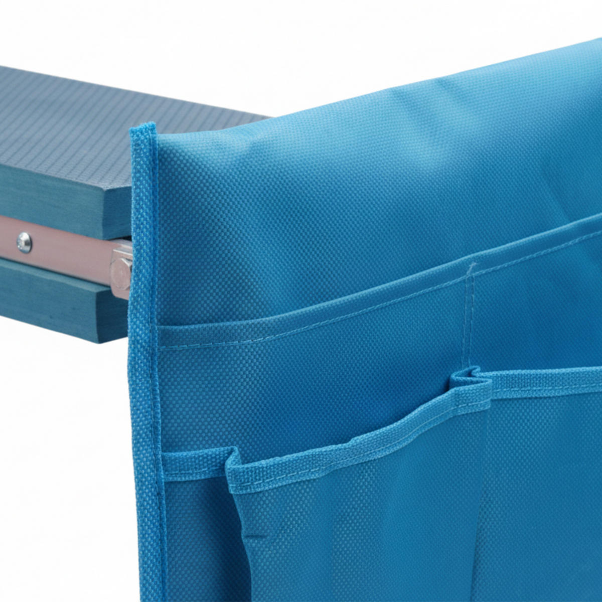 KNIEBANK - Blau, Textil/Metall (60/50/27.5cm) - Relaxdays