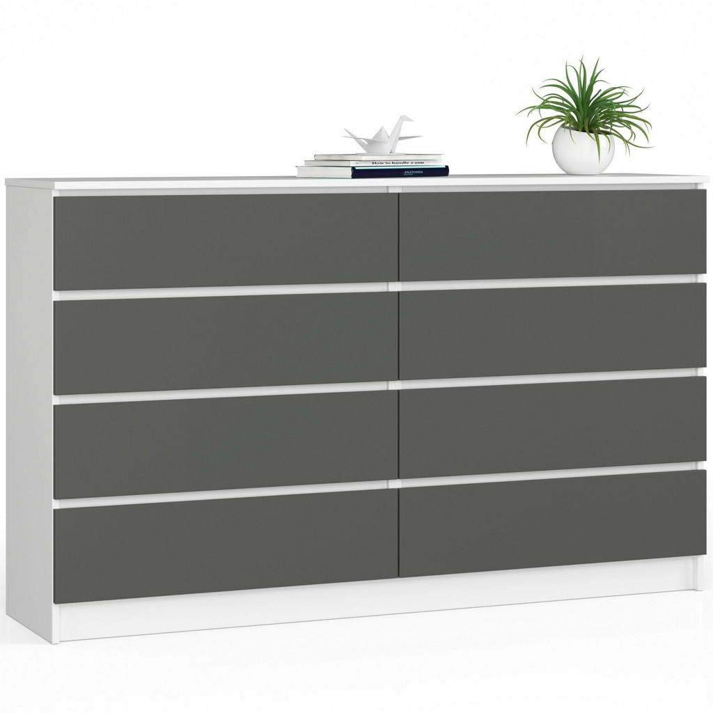 RAUMHIRSCH FURNITURE KOMODA bílá, grafitově šedá 99/160/40