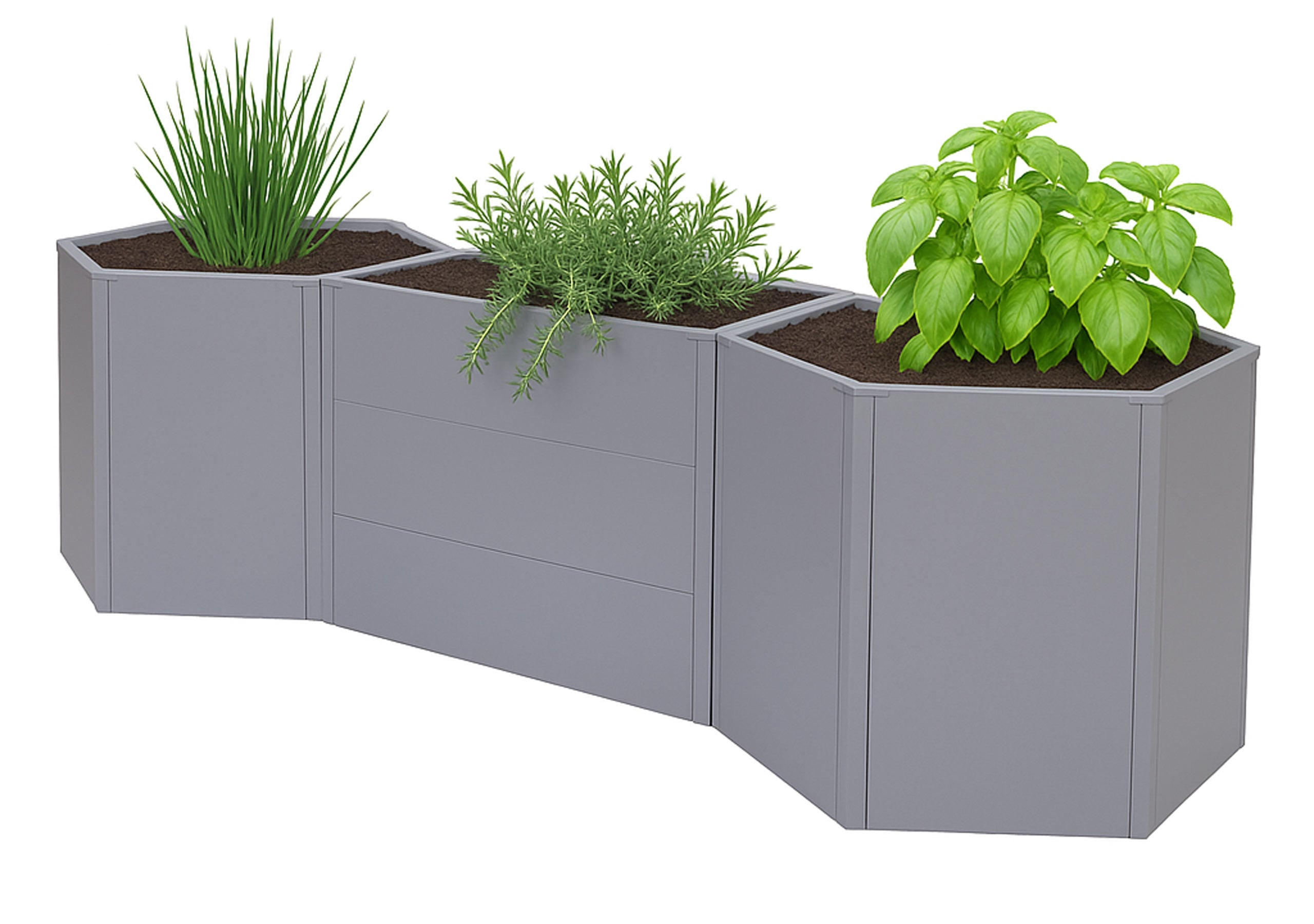 HOCHBEET 3er-Set 77x286x88cm Grau - Grau, Metall (286/77/88cm) - PROREGAL