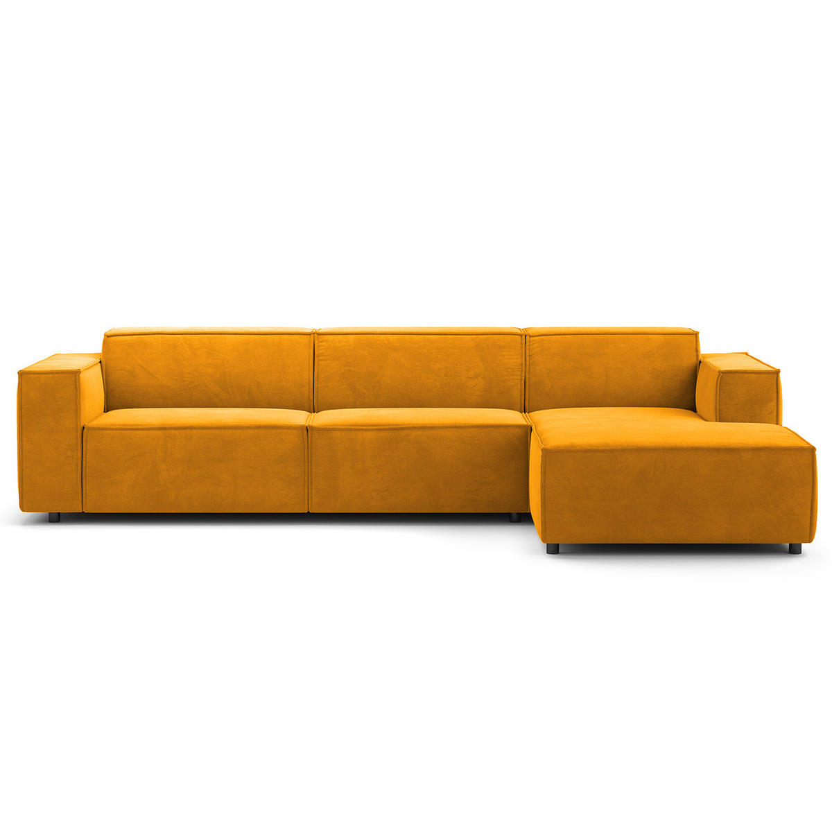 ECKSOFA mit Longchair - Gelb/Schwarz, Kunststoff/Textil (294/177cm) - home24