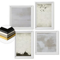 WANDBILDER 4er-Set - 50x50 cm & 40x60 cm Weißer Rahmen - Textur eines Vogelschwarms - Weiß, Kunststoff (50/50cm) - ArtPrintCave