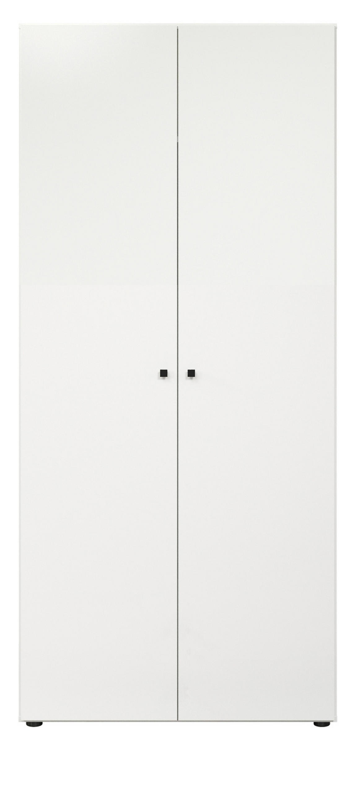 KLEIDERSCHRANK weiß 81 x 176 cm, Drehtürenschrank 2-türig - Schwarz/Weiß, Holzwerkstoff/Kunststoff (81/176/51cm) - Top.Furn