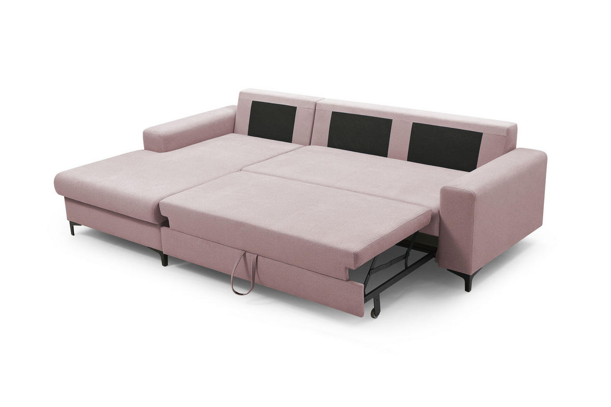 ECKSOFA AVRA L-förmig, mit Stauraumbehälter-in RINO-Stoff, Komfort & Eleganz, lose Rückenkissen, freistehend, LINKS 165x251x85 cm Pink - Pink, Holz/Textil (165/251cm) - DomoHome