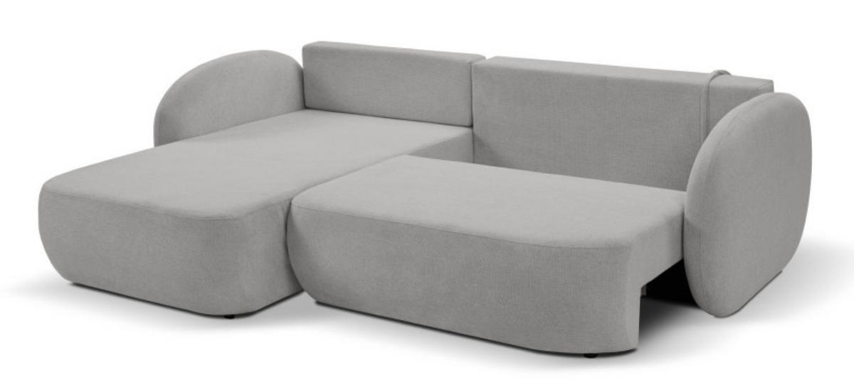 ECKSOFA Hellgrau OLIVIO Ausziehbar Links Mit Schlaffunktion - Hellgrau/Grau, Textil (248/174cm) - Sepro Meble