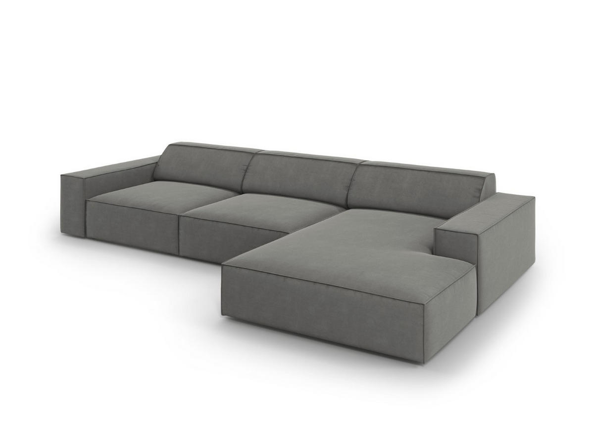 ECKSOFA rechts Jodie aus Samt hellgrau 4 Sitzplätze - Hellgrau, Textil (166/284cm) - Micadoni