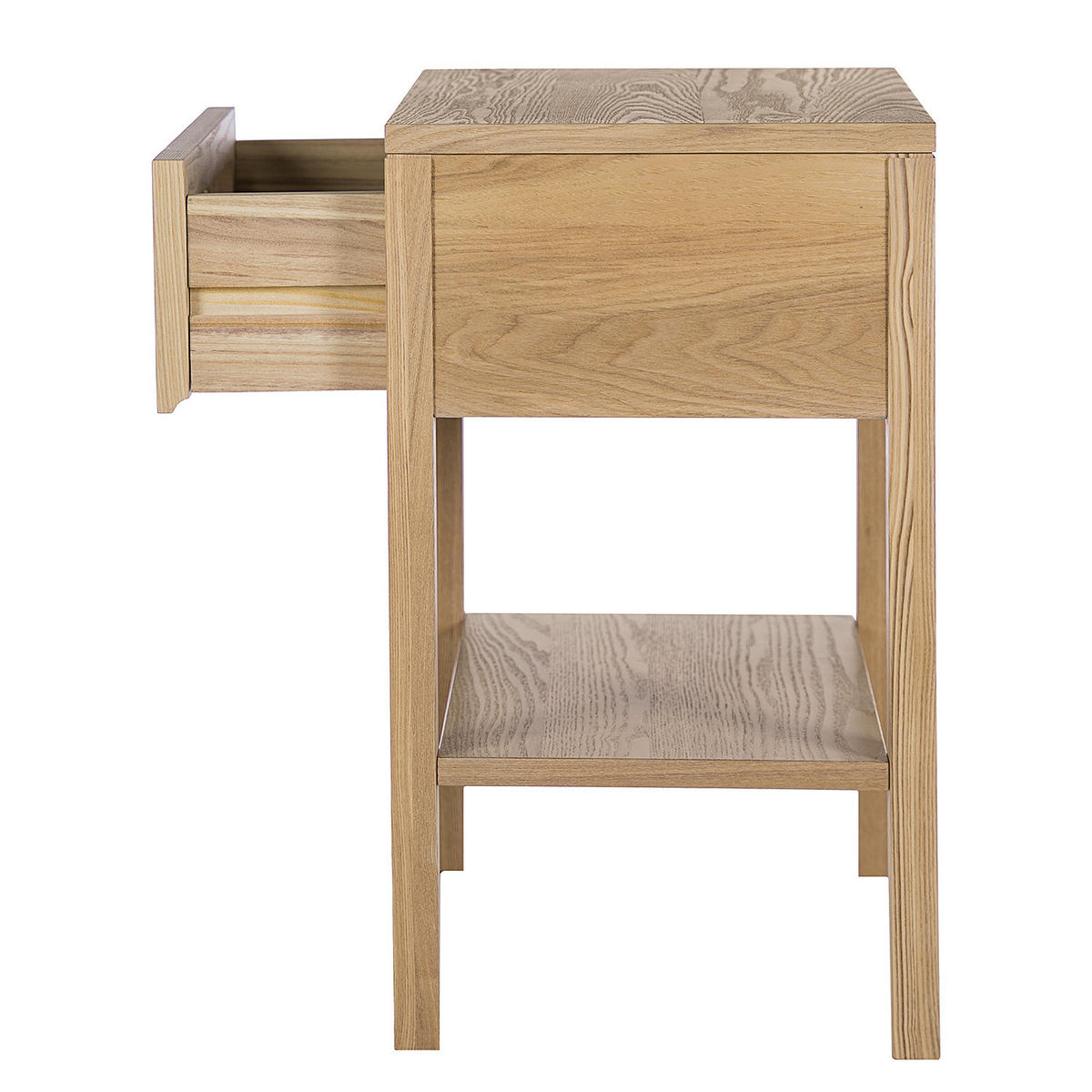 NACHTTISCH - Rattan / Eiche teilmassiv - Beige, Naturmaterialien (45/60/35cm) - home24