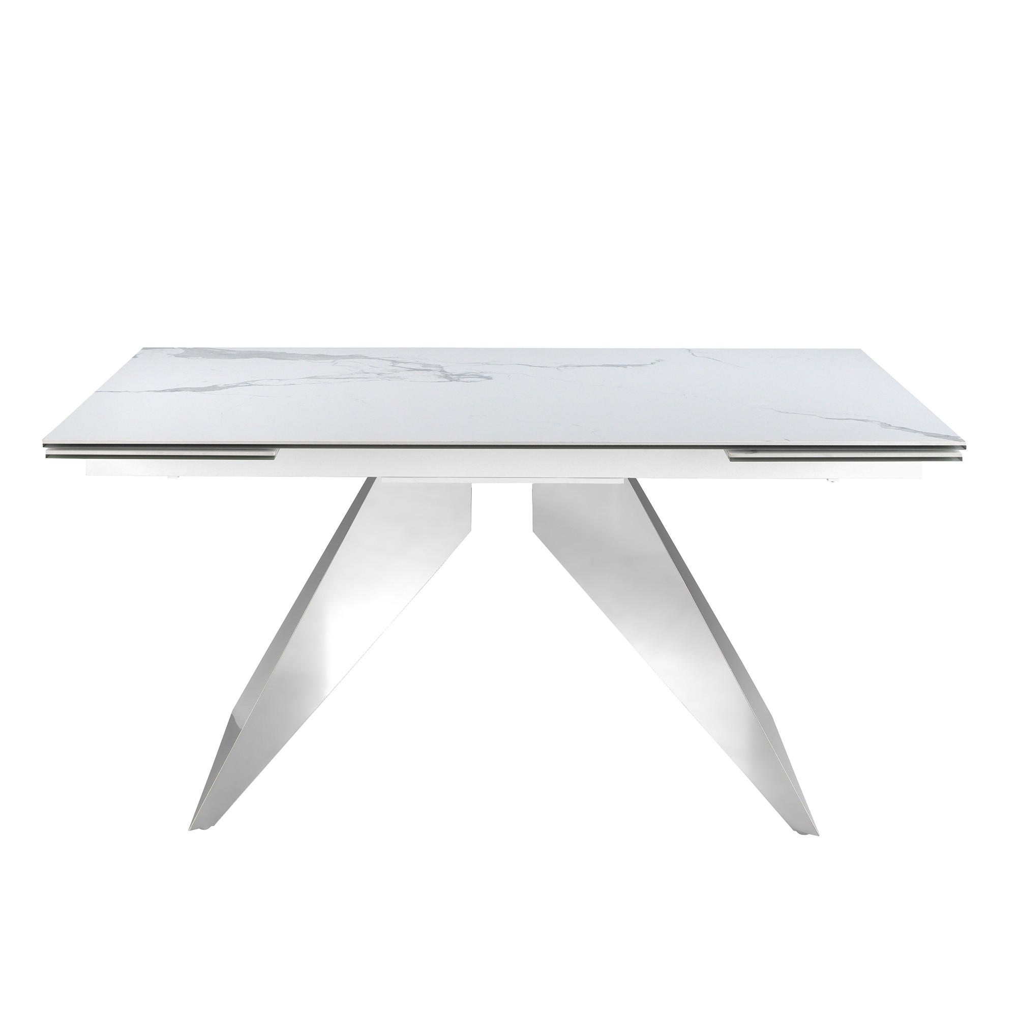 ESSTISCH Rechteckig Weiß Stahl 160/90/76 cm - Edelstahlfarben/Weiß, Stein (90/160/76cm) - ANGEL CERDA