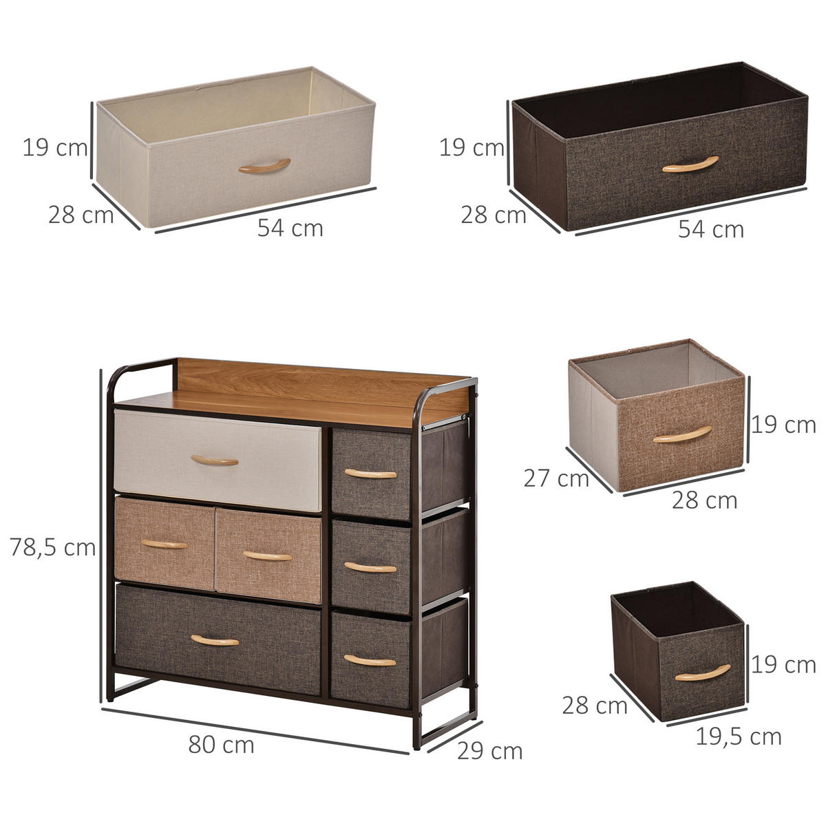 KOMMODE Mehrfarbig 80/29/78,5 cm - Multicolor, Textil (80/78.5/29cm) - PANGIVO