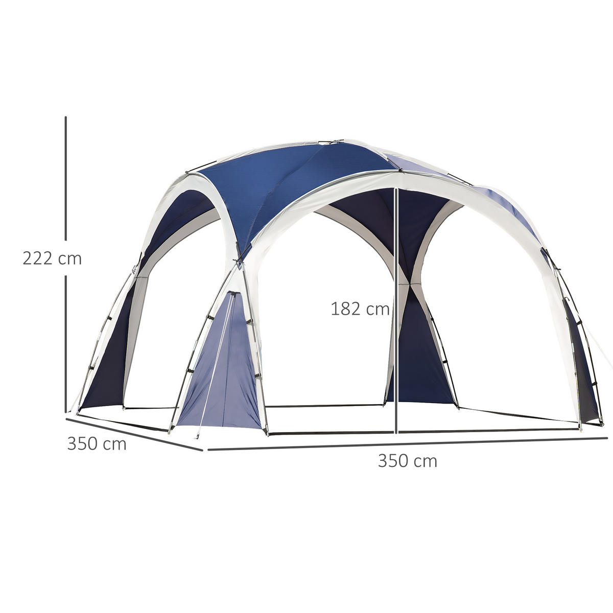 GARTENZELT Blau, Polyesterstoff - Blau, Kunststoff (350/350cm) - Outsunny