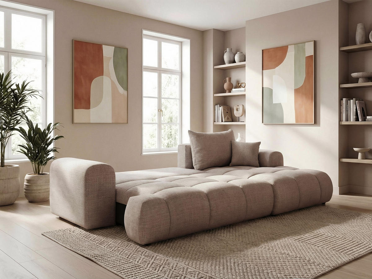 ECKSOFA MILANO mit Schlaffunktion und Bettkasten Grau-Braun - Graubraun, Holzwerkstoff/Kunststoff (250/90cm) - Idohome
