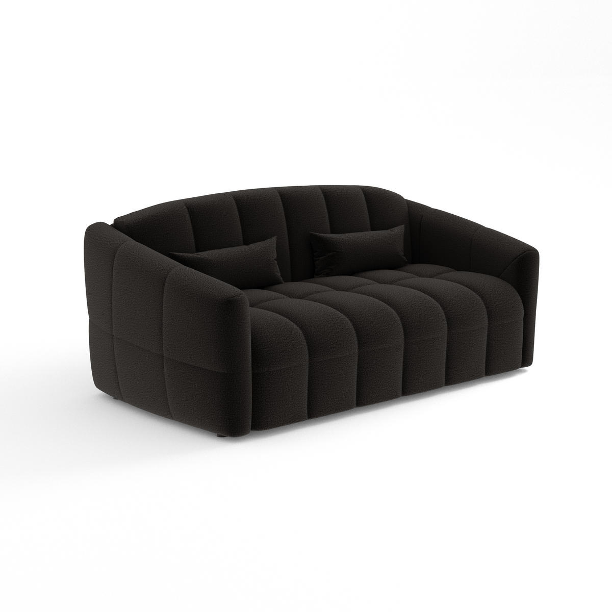 SCHLAFSOFA GERADE Bouclé-Stoff Dunkles Anthrazit 225cm - Anthrazit, Textil (225/88/108cm) - Sia Home