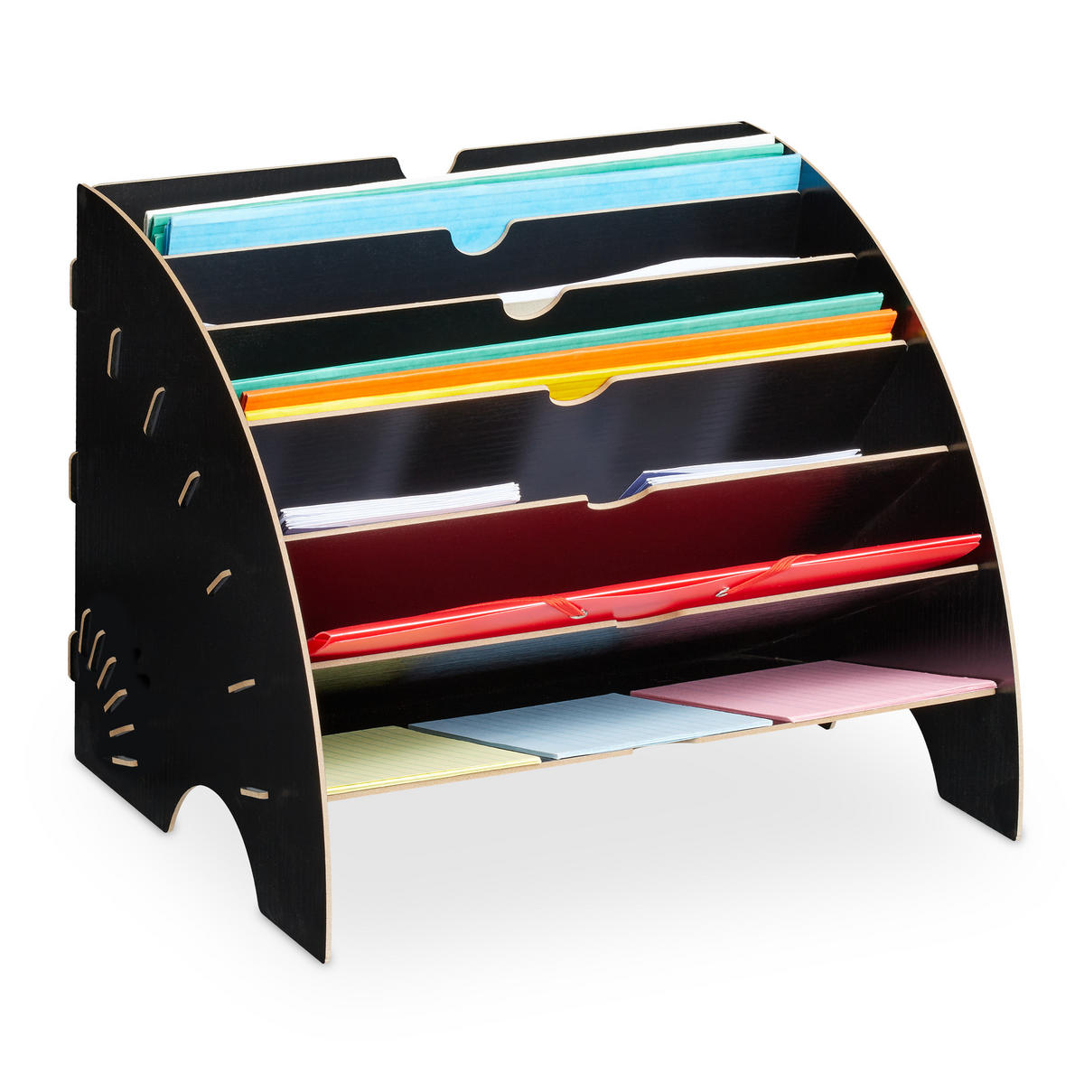 ULOŽENIE dokumentov - čierna, kompozitné drevo (34/27/27cm) - Relaxdays