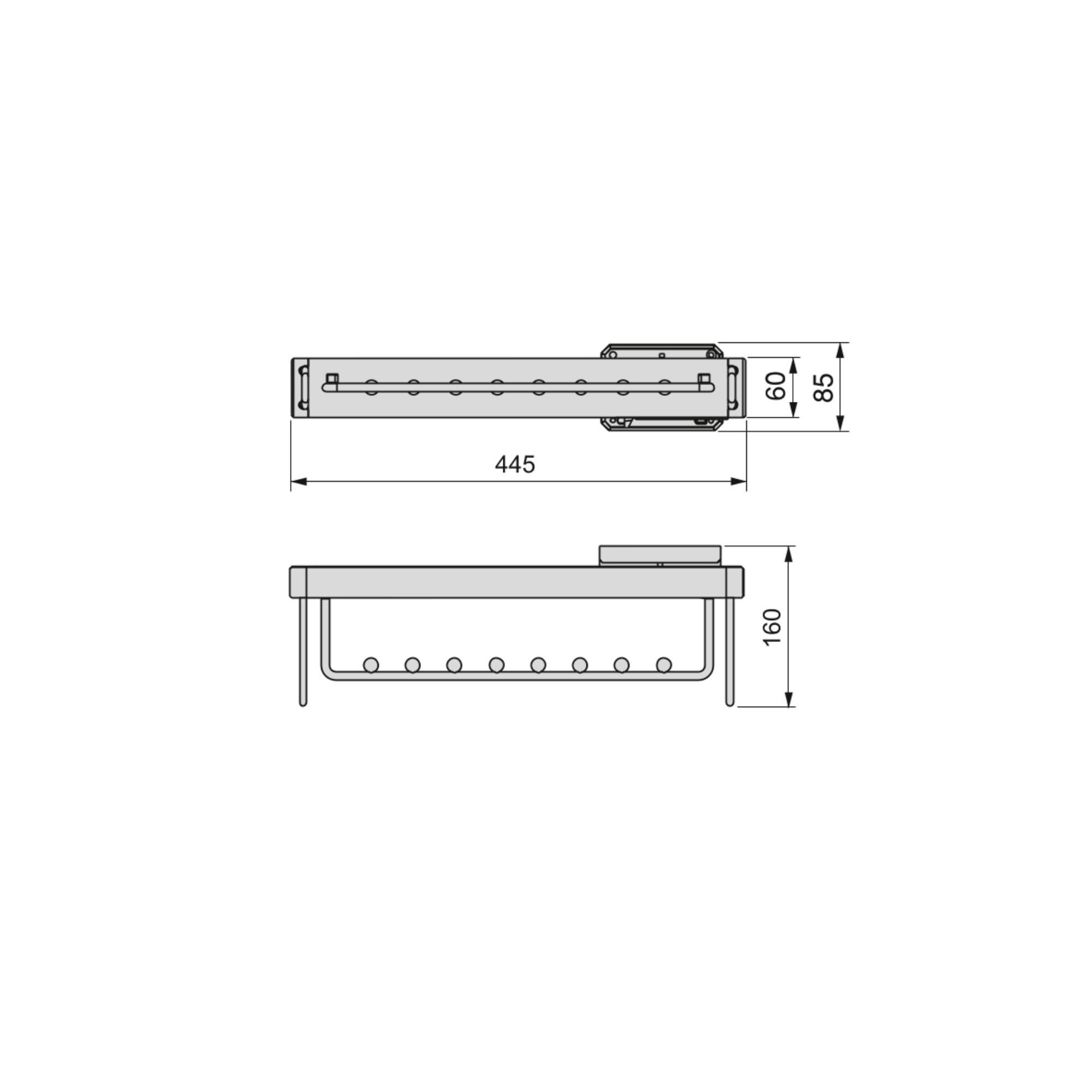 KLEIDERSTANGE Ausziehbarer Moka für Schränke, Mokka, Kunststoff und Aluminium - Mokka, Kunststoff (44.5cm) - EMUCA