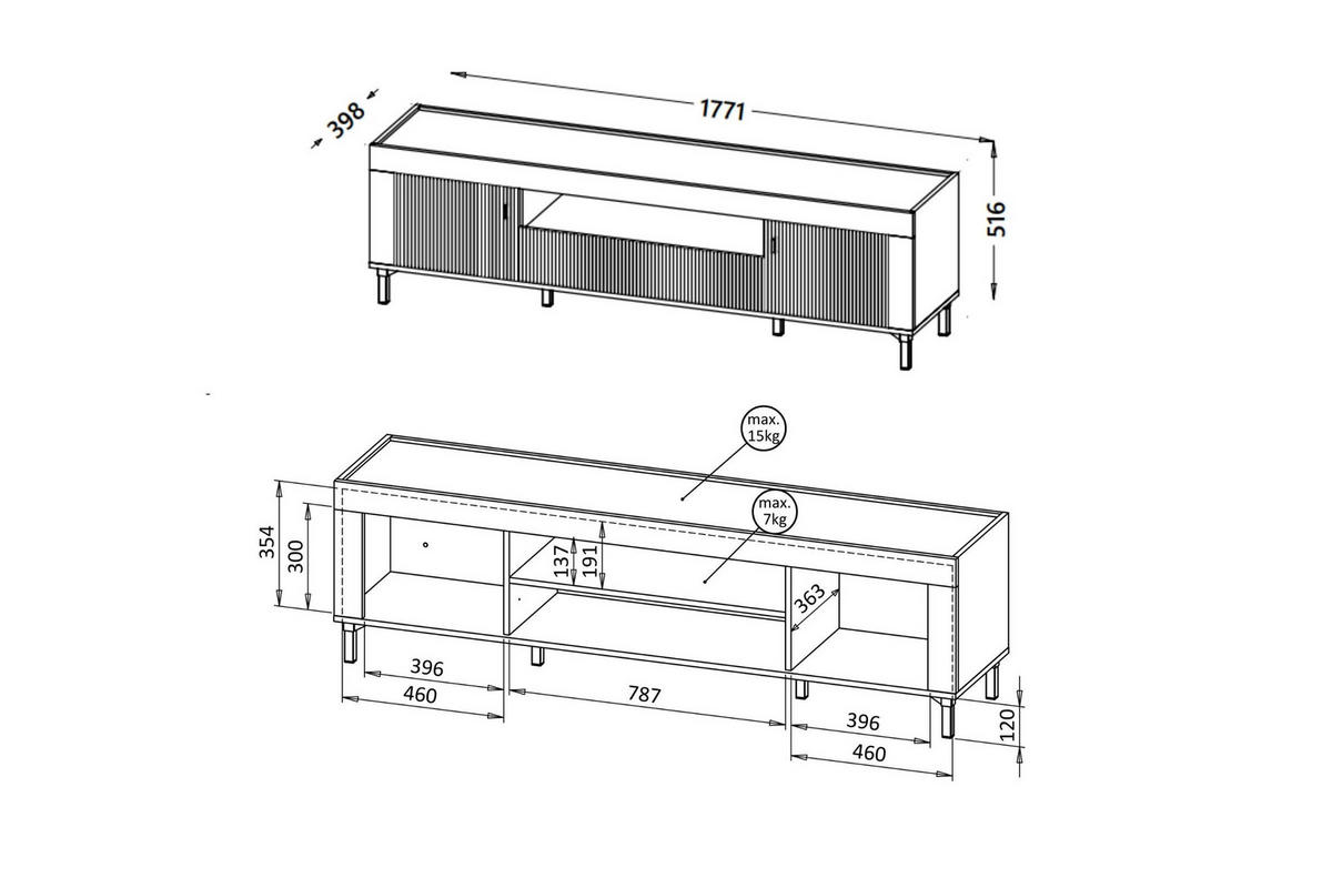 TV-LOWBOARD MONI 08 in Schwarz / Eiche Whiskey matt 177/52/40 cm - Schwarz, Holzwerkstoff (177/52/40cm) - Deine Möbel 24