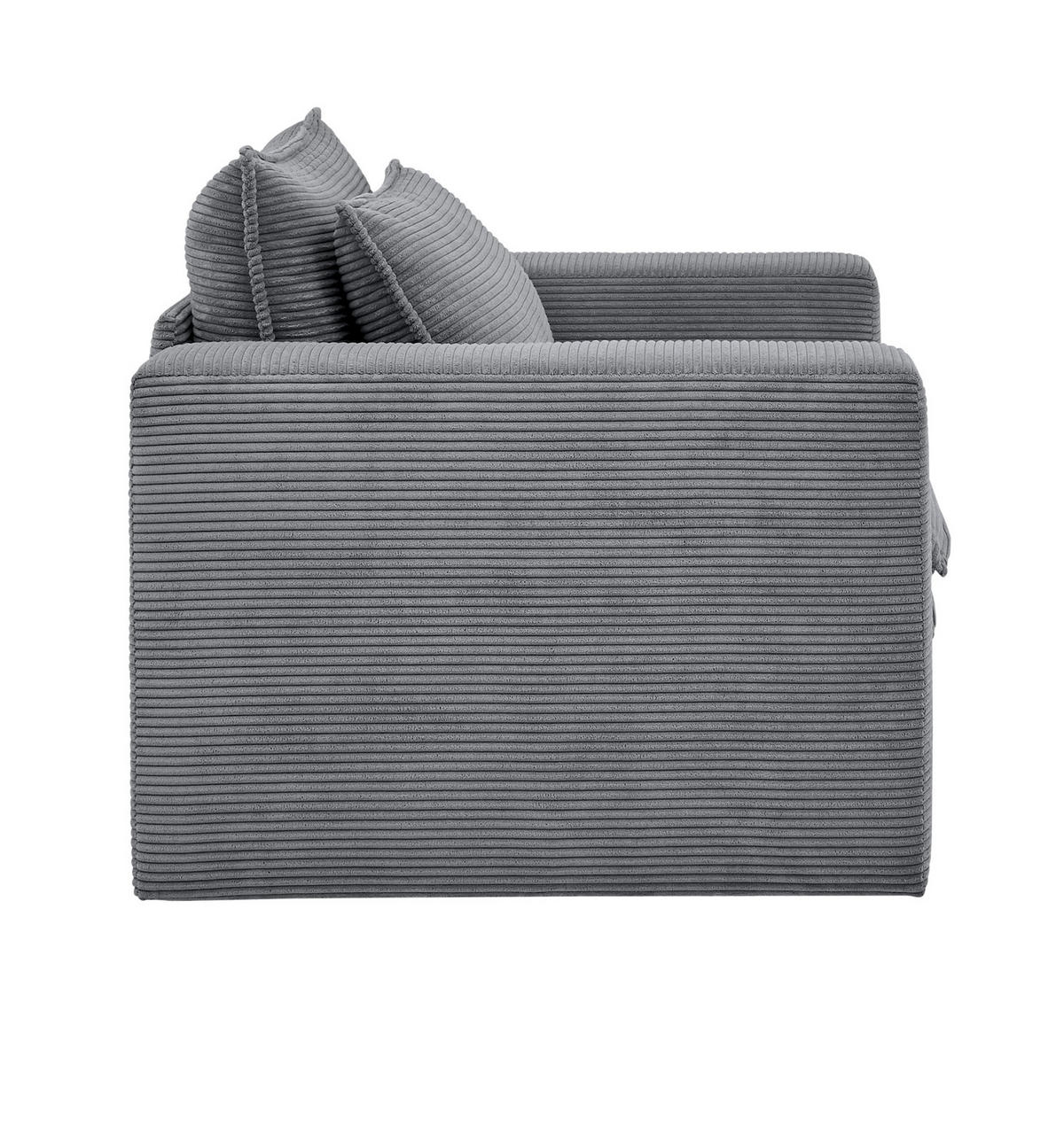 LOVESEAT grau Cord, Loungesessel 125 cm - Beige/Grau, Holz/Kunststoff (125/83/91cm) - Furn.Design