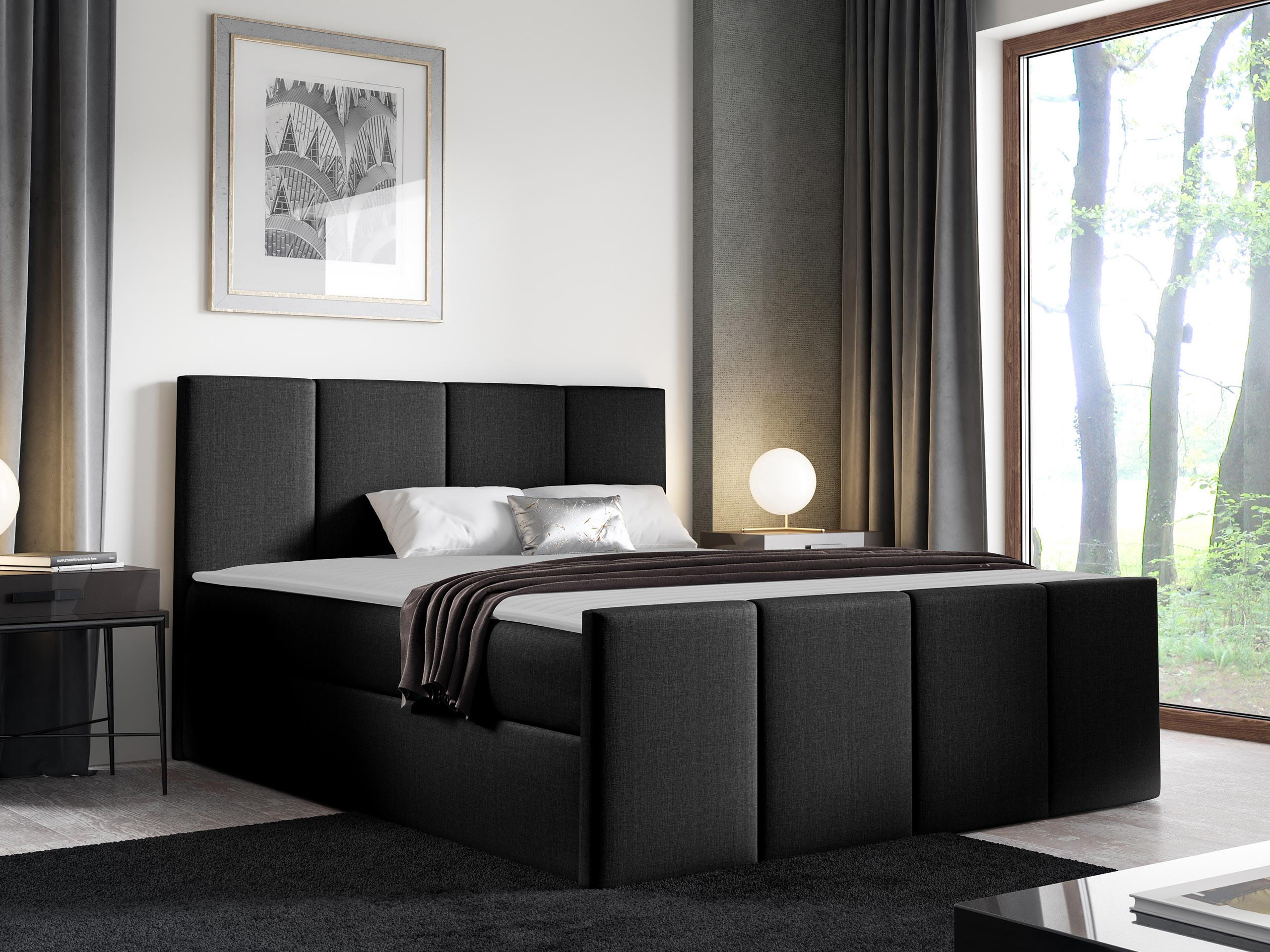 BOXBETT Lars - Schwarz Hochglanz, Holz (140/200cm) - MIRJAN24