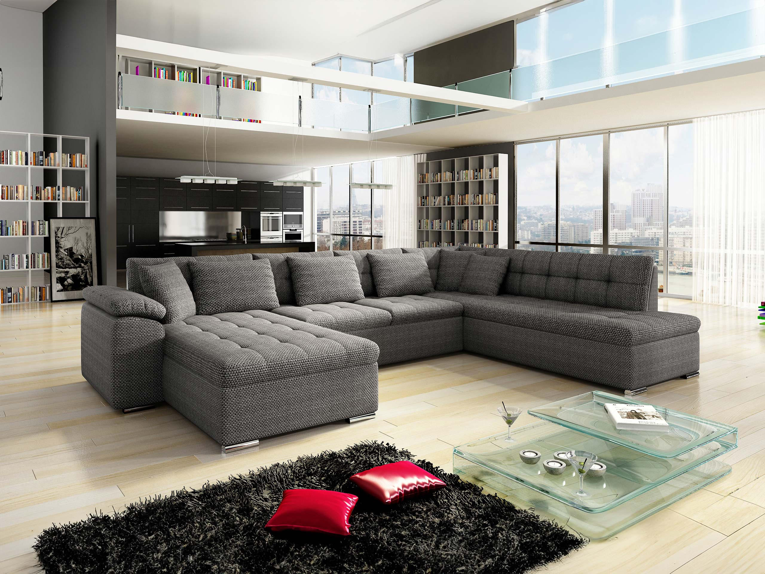 WOHNLANDSCHAFT Niko Bis, Seite: Links - Grau, Holz/Textil (348/76/205cm) - MIRJAN24