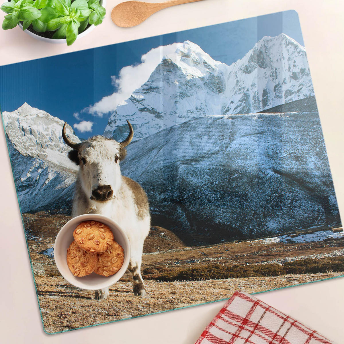 GLASPLATTE 60x52 cm Berge Wie - Violett/Braun, Glas (60/0.4/52cm) - TULUP