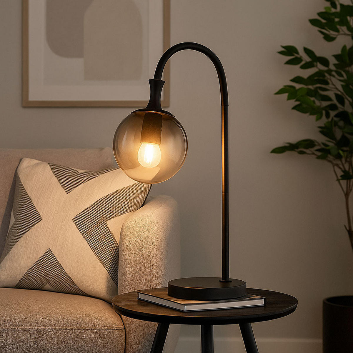 TISCHLEUCHTE Metall Schwarz - Schwarz, Glas (22.5/18/57.5cm) - Globo Lighting