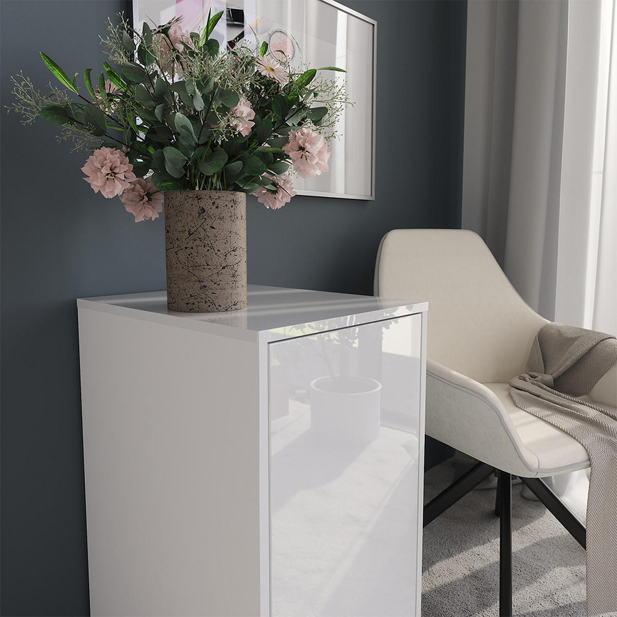 KREDENC Sherry Bílá - vysoce lesklá bílá, kompozitní dřevo (40.2/76/50.1cm) - Vicco