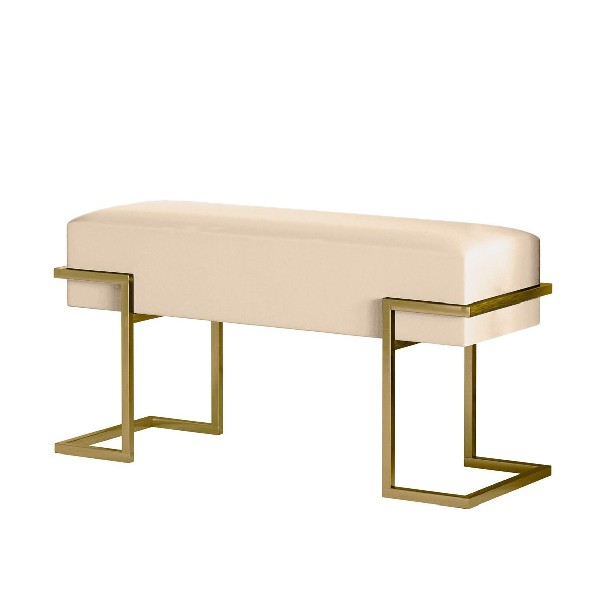 POLSTERBANK CELY 80 cm, Beige, Goldener Rahmen, Samtstoff - Goldfarben/Creme, Textil/Metall (80/42/34cm) - Bettso