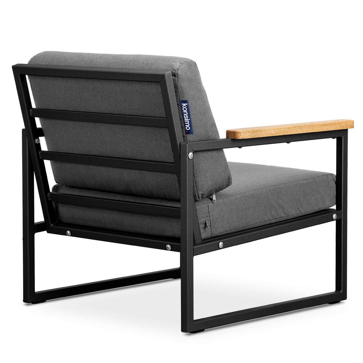 GARTENSESSEL TRIBO ,Schwarz/Grau - Schwarz/Grau, Holz/Textil (70/65/60cm) - KONSIMO®