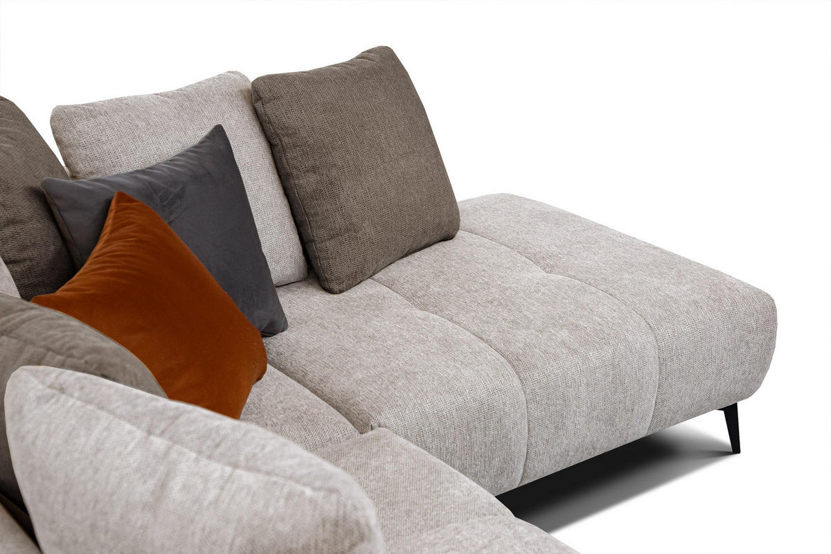 ECKSOFA EVENTO 5-Sitzer, beige - Beige/Schwarz, Holzwerkstoff/Textil (266/206cm) - Courtois Laville