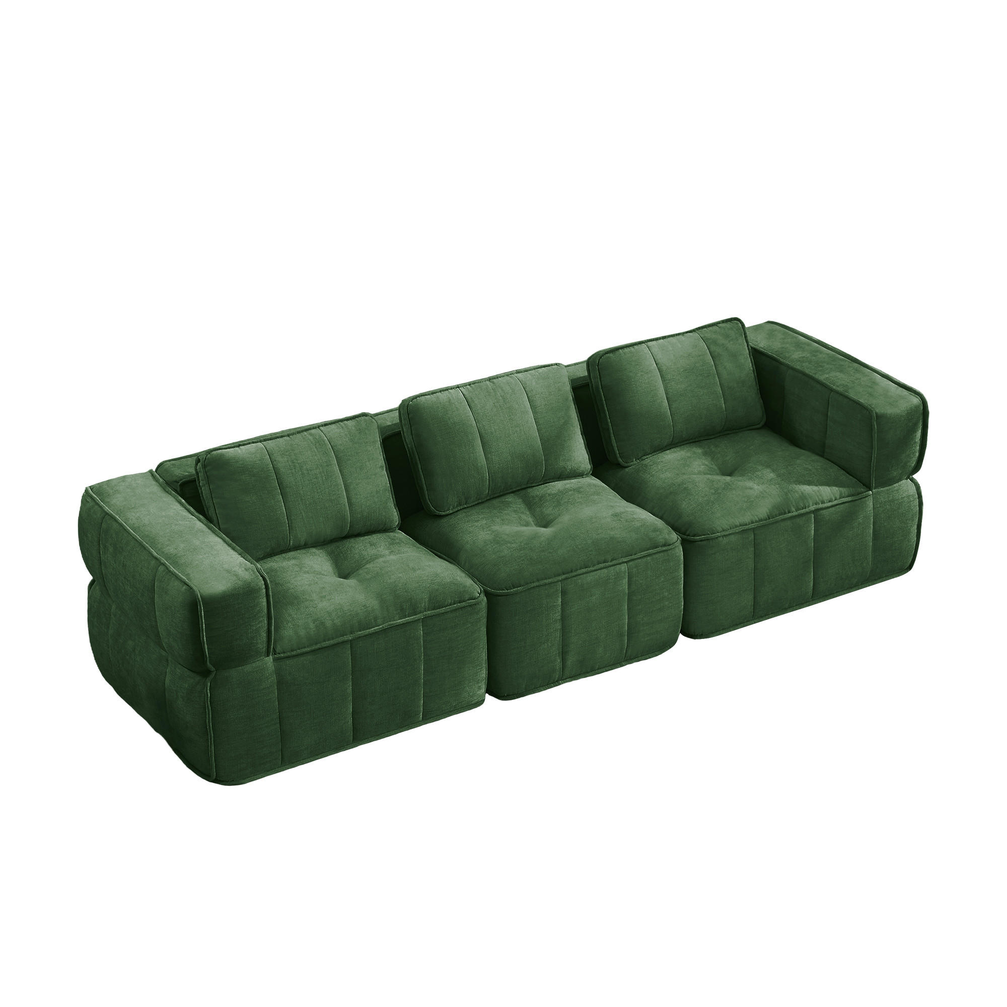 3-SITZER-SOFA DE-34428 mit stützenloses Design Grün - Grün, Textil (93/67/271cm) - ComfortXL