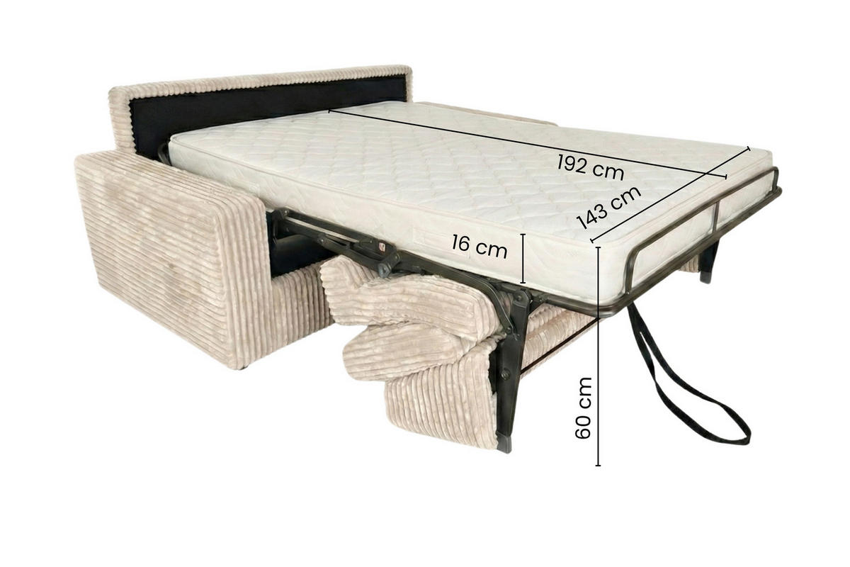2-SITZER-SOFA Isola mit Schlaffunktion Cordbezug Beige - Beige, Textil (200/81/100cm) - KS Home Concept