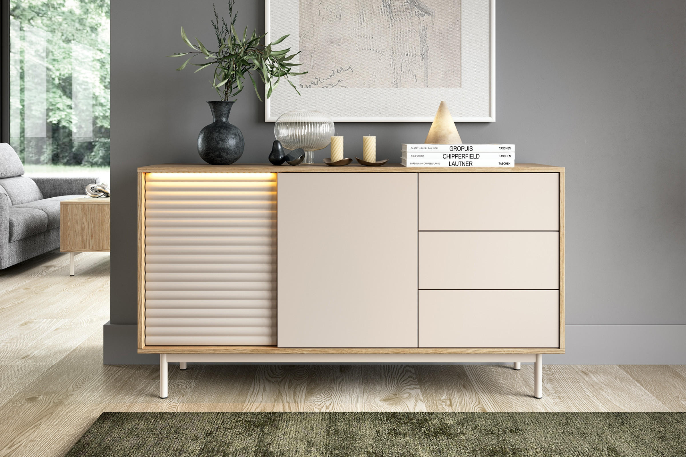 Thumbnail - Deine Möbel 24 Kommode, Kaschmir, Eiche, Holzwerkstoff, 140x77x40 cm, Wohnzimmer, Kommoden & Sideboards, Kommoden