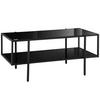 COUCHTISCH mit Ablage, verstellbare Füße, 100 x 55 x 45,5 cm - Schwarz, Glas (100/55/45.5cm) - HOMCOM