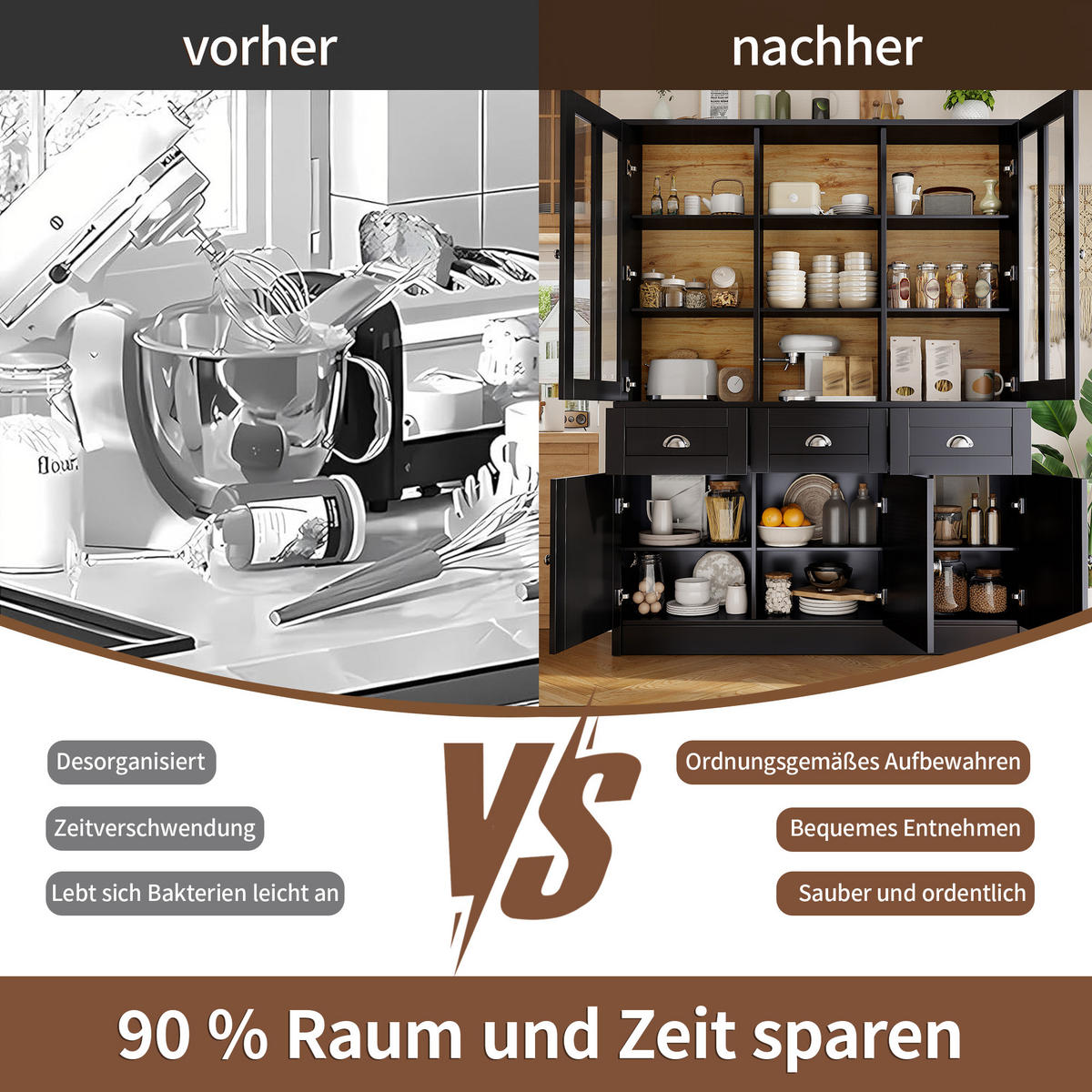HOCHSCHRANK 140x38.5x175cm Vitrine Schubladen Schwarz - Schwarz, Holzwerkstoff (140/175/38.5cm) - FLIEKS