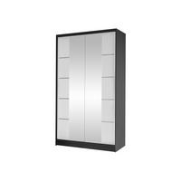 SCHWEBETÜRENSCHRANK Diego V - Schwarz/Weiß, Holzwerkstoff/Metall (100/200/58cm) - MIRJAN24