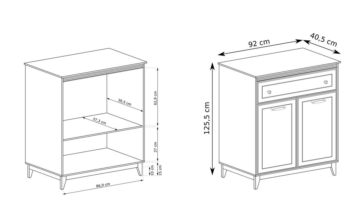 KOMMODE CUNEO 92/100/35cm mit 1 Schubladen 2 Türen Kaschmir - Kaschmir, Holzwerkstoff (92/100/35cm) - MASSENO