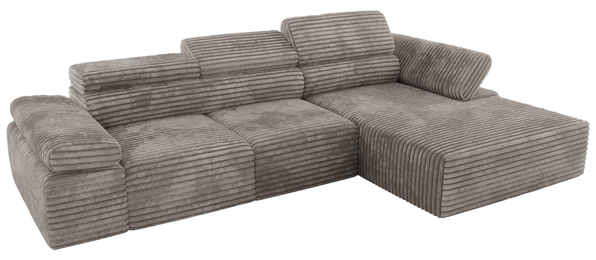 ECKSOFA RILASSO L Hellbraun Cord - rechts - Hellbraun/Schwarz, Kunststoff/Textil (174/296cm) - MKS
